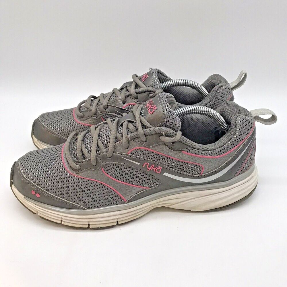 Ryka Illusion 2 Running Shoes Women's 7.5M Gray & Pink Mesh Lace Up Low Sneakers
